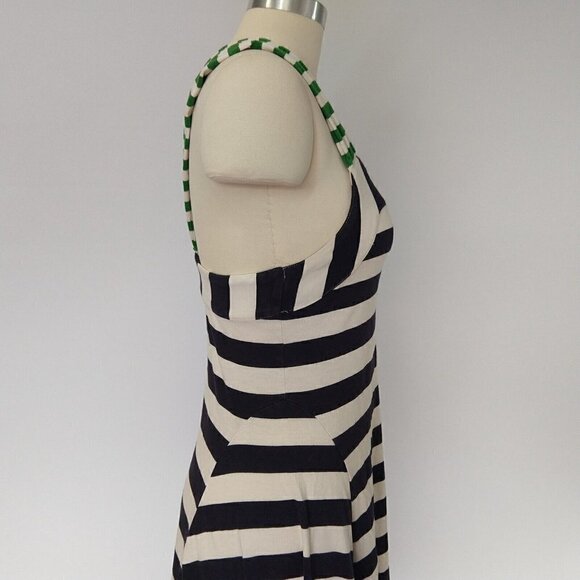 Anthropologie HWR Monogram Split Striped Dress Size XS Blue White Green VTG Rare - Picture 6 of 12
